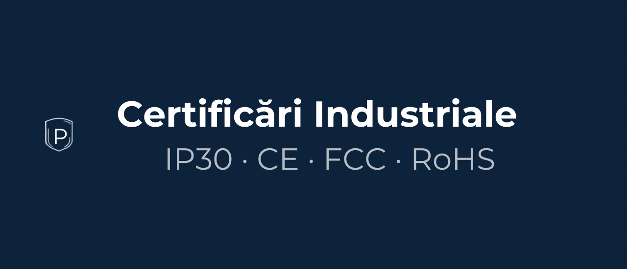 Grafic banner certificari industriale IP30 CE FCC RoHS